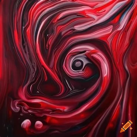 Maroon abstract acrylic painting with evil music theme on Craiyon