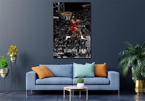 Michael Jordan Dunk Postermichael Jordan Canvas Wall - Etsy