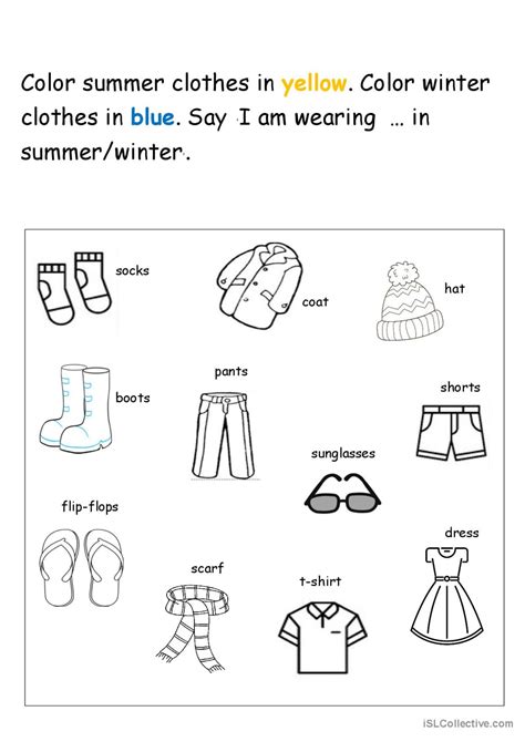 clothes: English ESL worksheets pdf & doc