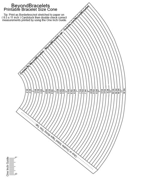 Free Bracelet Size / Sizing Cone Template I made. It's pretty accurate I'd say. The measurements ...