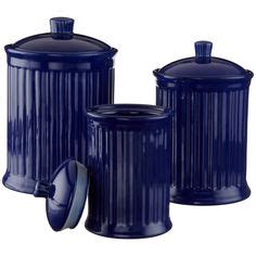 Cobalt Blue Ceramic Canister Set Made in Italy Italian Kitchen Accessory Royal Navy Blue Kitchen ...