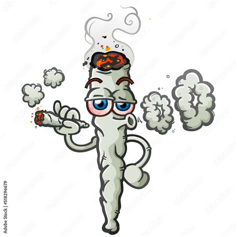 Marijuana joint vector cartoon character illustration smoking a reefer ...