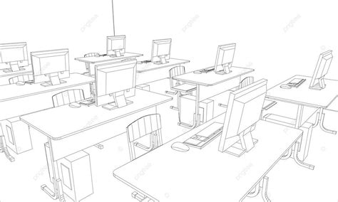 Computer Class With Tables And Computers Business Computer Board Vector, Business, Computer ...