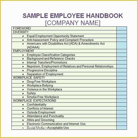 Employee Handbook Template Free Download Of 6 Sample Printable Employee ...