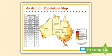 Australian Population Map | Year 5 HASS | Twinkl Poster