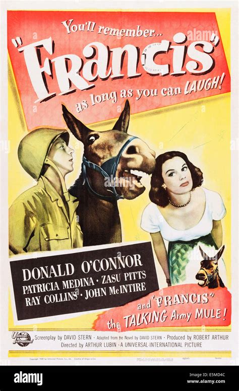 FRANCIS, (aka FRANCIS THE TALKING MULE), US poster art, from left: Donald O'Connor, Francis the ...