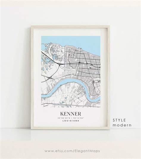 Kenner Louisiana Map Kenner LA Map Kenner City Print Kenner | Etsy