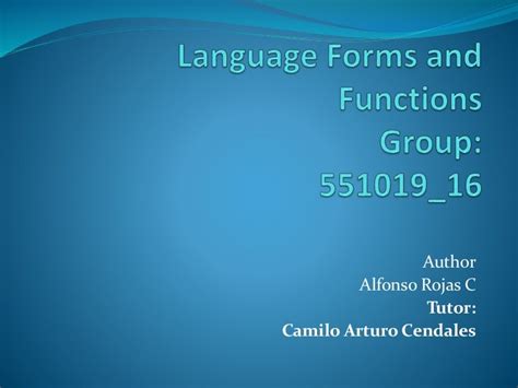 Language forms and functions