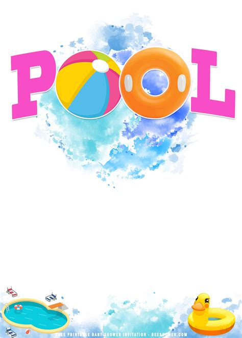 Pool Party Printable Invitations