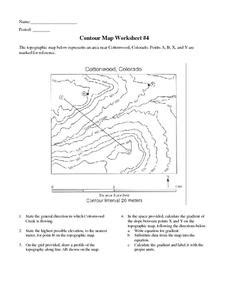 Contour Map Worksheet #4 7th - 12th Grade Worksheet | Lesson Planet