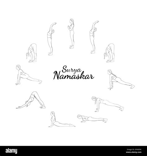 Sun salutation steps surya namaskar Black and White Stock Photos & Images - Alamy