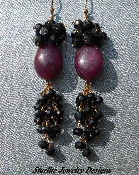 Ruby Cabochon Earrings ~ Accented with Black Spinel ~ Ruby… | Flickr