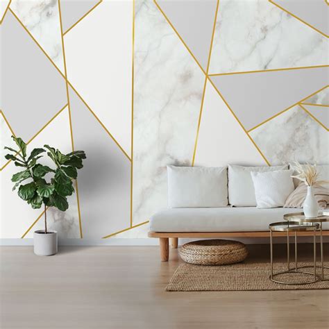 Golden Stripes With Marble Design Room Wallpaper | lifencolors – Life n Colors