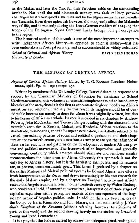 The History of Central Africa - Aspects of Central African History ...