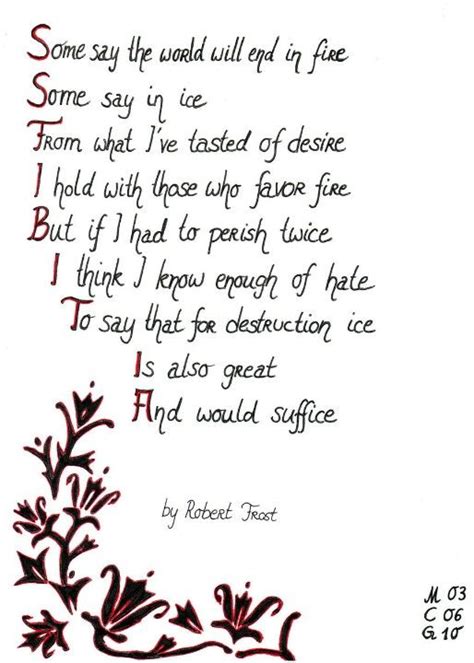 いろいろ fire and ice poem by robert frost 238193-Theme of poem fire and ...