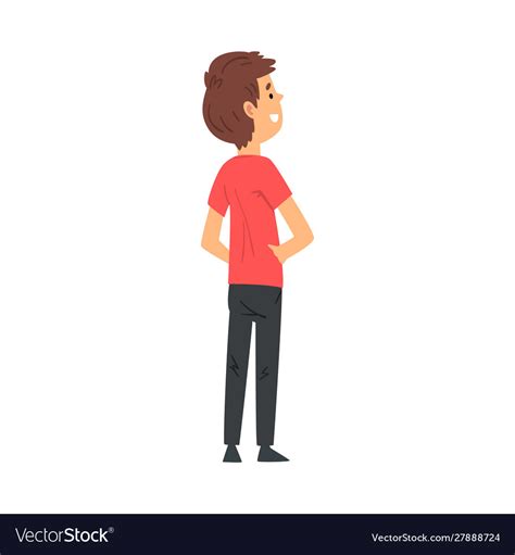 Cute boy student view from behind cartoon Vector Image