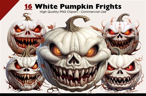 Scary Pumpkin Clipart, White Pumpkin PNG, Halloween Watercolor, Spooky Pumpkin Faces Graphics ...