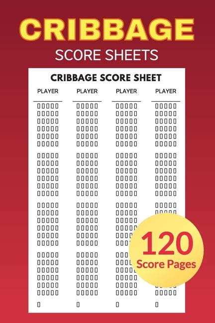 Cribbage Score Sheets 120 Score Pages: Perfect Scoresheet Record Book ...