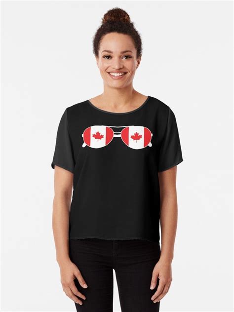 "Canadian Flag Canada Sunglasses T-Shirt Canada Flag Tee" Chiffon Top ...