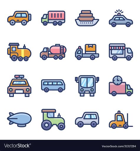 Transportation modes icons Royalty Free Vector Image