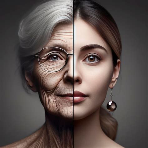 Premium AI Image | aging concept woman with young and old half of face ...