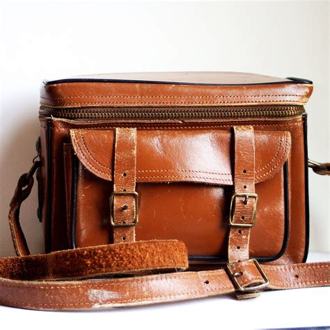 Brown Leather Camera Bag Vintage Perrin Camera Case by RobotRescue