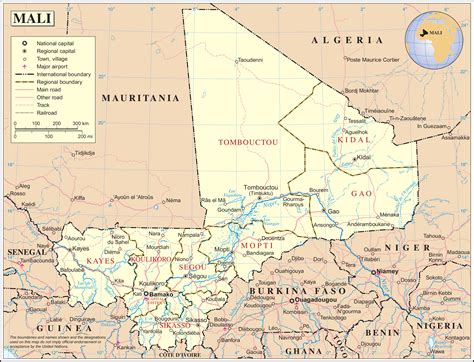 Mali - administrative • Map • PopulationData.net