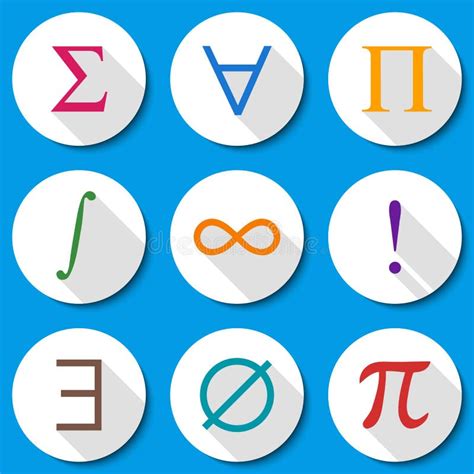 Mathematical Symbols Modern Flat Vector Illustration Education Theme Set of Colorful Flat Math ...