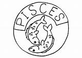 Pisces Zodiac sketch template