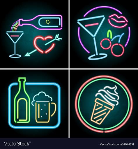 Neon light design for food and beverage Royalty Free Vector