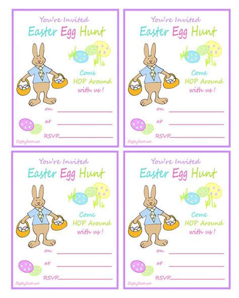 Easter Egg Hunt Printable Invitation - Ziggity Zoom Family