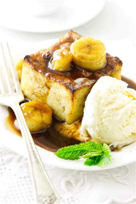 Bananas Foster Bread Pudding with Rum Sauce - Savor the Best