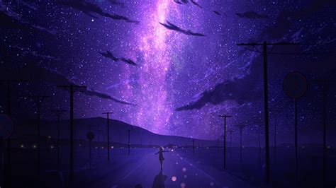 starry, stars, night, sky, anime, scenery, 4k, HD Wallpaper | Rare Gallery