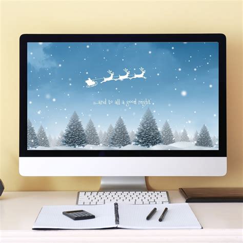 Santa and Reindeer Desktop Wallpaper Christmas Watercolor Background Mac Wallpaper Winter ...