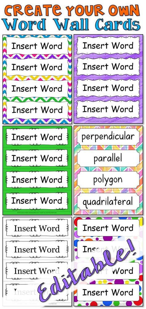 Editable Word Wall Cards | Math word walls, Math words, Word wall cards