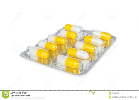 Bright Yellow Capsule in a Package Stock Photo - Image of cure, help: 62500958