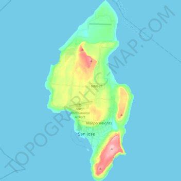 Tinian Island topographic map, elevation, terrain