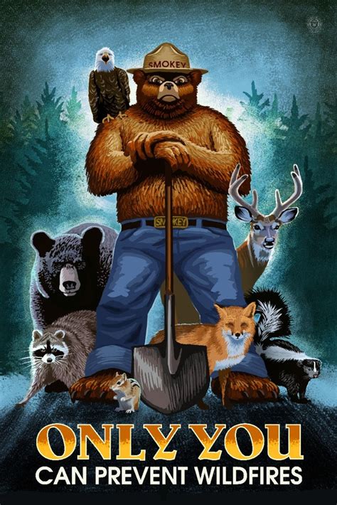 Smokey Bear Only You Can Prevent Wildfires Art Prints Wood | Etsy ...