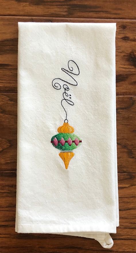 Noel Embroidered Tea Towel Christmas Towel Christmas Gift - Etsy