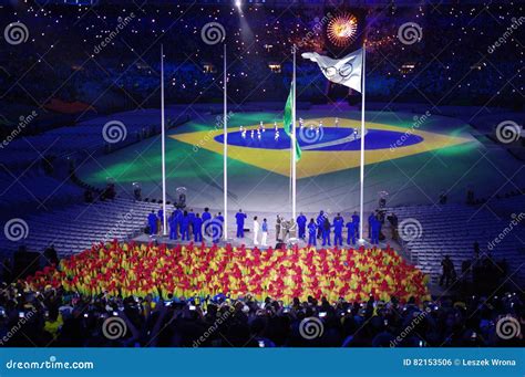 Rising of Brazilian Flag at Rio2016 Olympics Editorial Photo - Image of ...