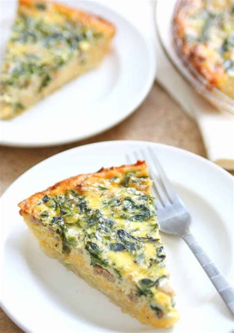 Hash Brown Quiche with Sausage and Spinach