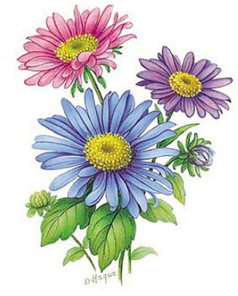 Flower of the Month September Asters Select-A-Size Ceramic Waterslide Decals Bx | eBay | Flower ...