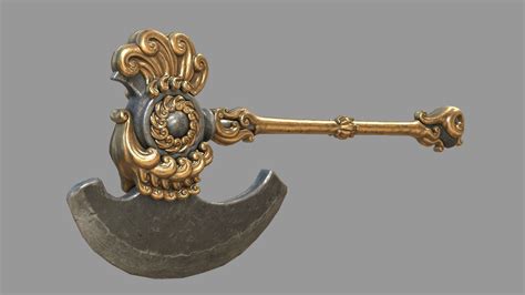 3D model Fantasy two-handed axe PBR VR / AR / low-poly | CGTrader