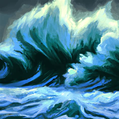 Huge Waves of an Ocean Storm Painting · Creative Fabrica