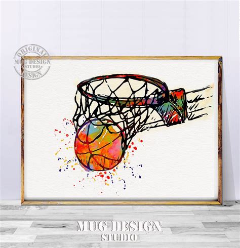 Basketball Art, Basketball Print, Basketball Watercolor Painting, Sport ...