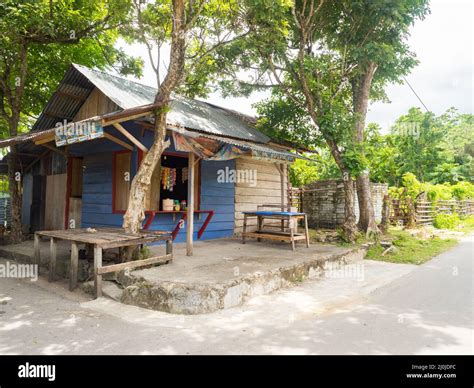 Ambon Island, Indonesia - February 2018: Typical houses on Ambon Island - part of Maluki Island ...