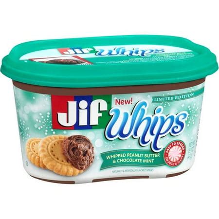 Jif Whips Whipped Peanut Butter & Chocolate Mint Spread, 15.9 oz - Walmart.com