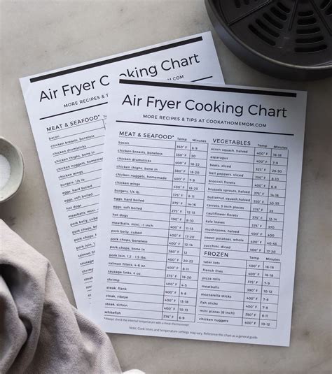 Air Fryer Cooking Chart Printable