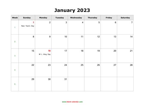 Blank Monthly Calendar 2023 Printable - Blank Printable