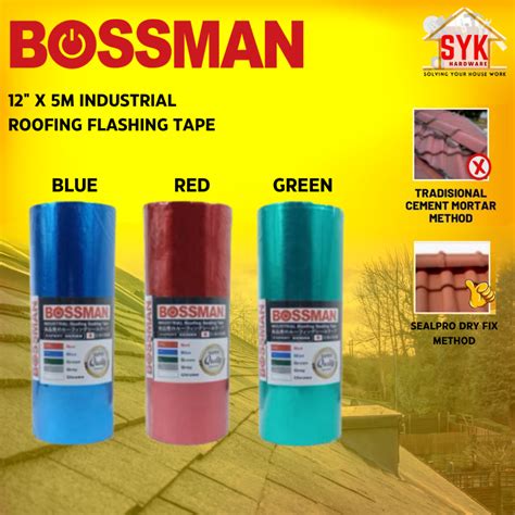 SYK Bossman BBGN125 BBRD125 BBBE125 Industrial Roofing Sealing Dry Fix Bitumen Tape Rabung Atap ...